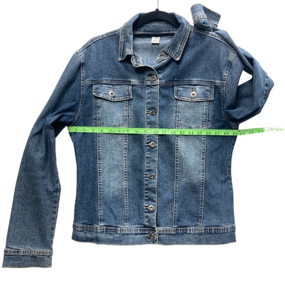 Prana Breathe Women's Blue Jean Jacket, Size XL, Distressed Denim Stretchy - Picture 3 of 8